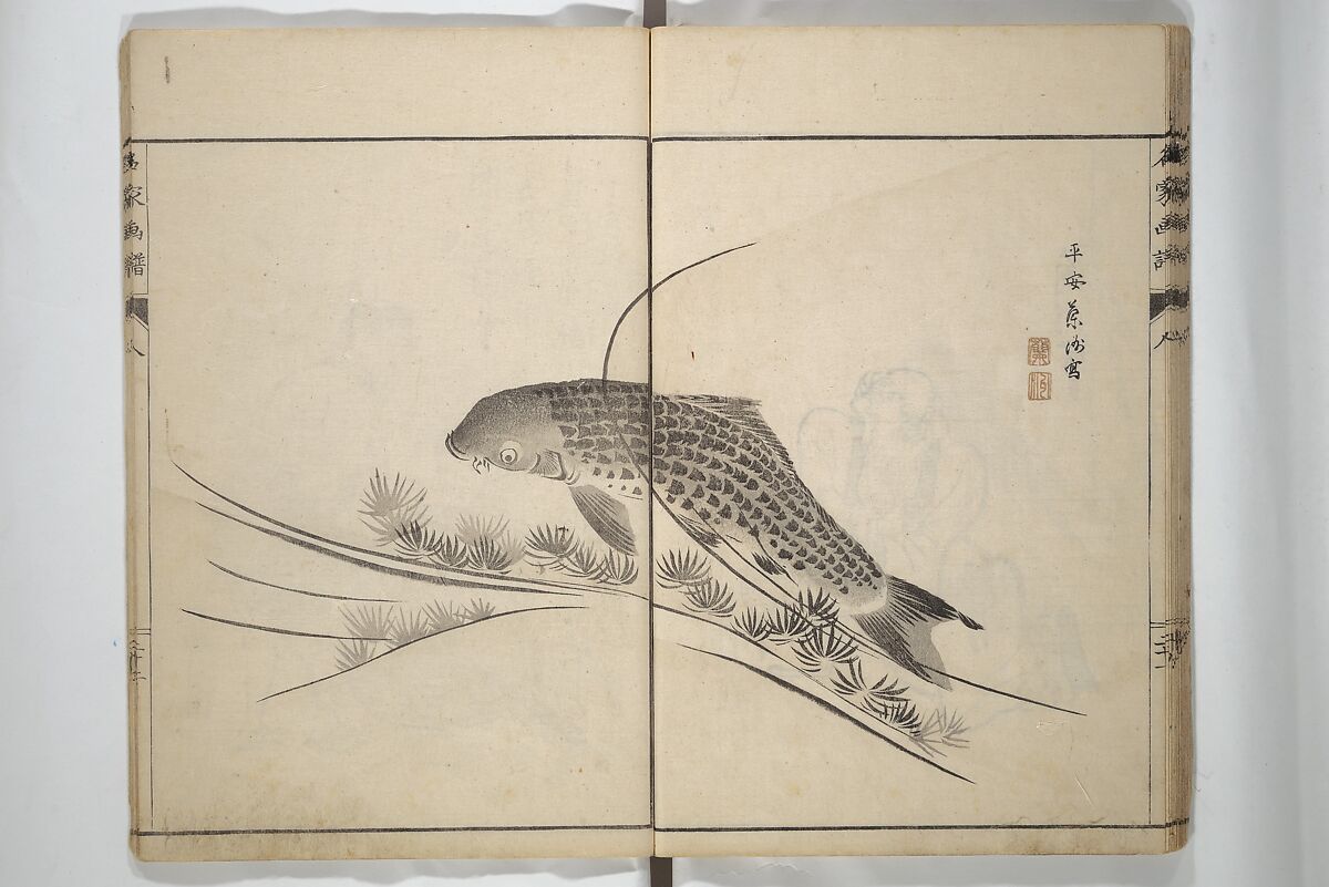 Pictures by Famous Artists (Meika gafu) 名家画譜, Yosa Buson 与謝蕪村 (Japanese, 1716–1783)  , and others, Set of two woodblock printed books; ink and color on paper, Japan