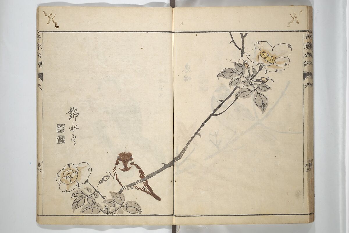 Pictures by Famous Artists (Meika gafu) 名家画譜, Yosa Buson 与謝蕪村 (Japanese, 1716–1783)  , and others, Set of two woodblock printed books; ink and color on paper, Japan