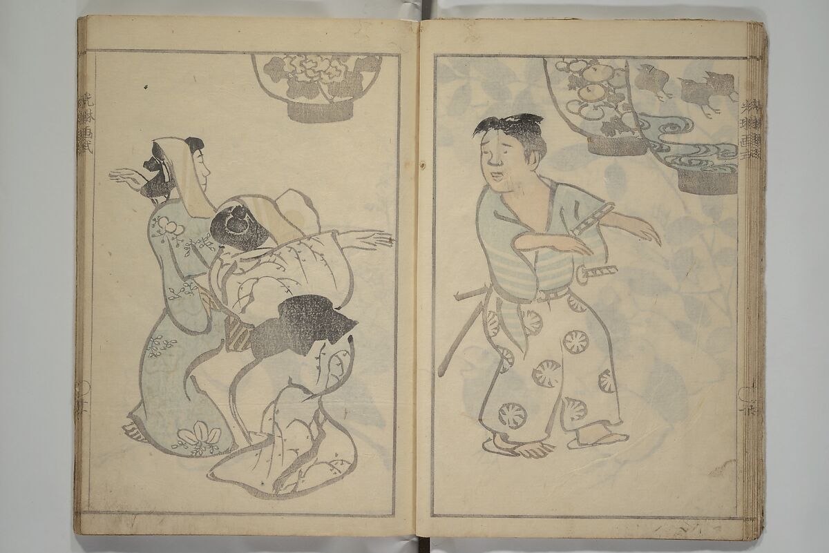 Kōrin's painting style (Kōrin gashiki) 光琳画式, Aikawa Minwa 合川珉和 (Japanese, active 1806–1821), Woodblock printed book; ink and color on paper, Japan