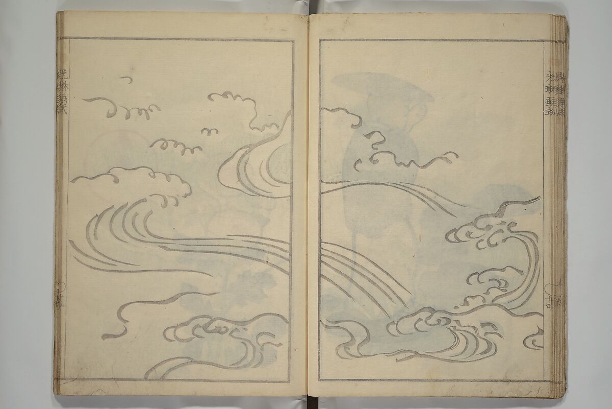 Kōrin's painting style (Kōrin gashiki) 光琳画式, Aikawa Minwa 合川珉和 (Japanese, active 1806–1821), Woodblock printed book; ink and color on paper, Japan