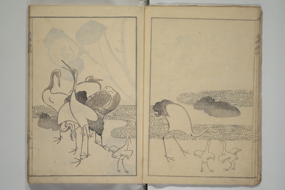 Kōrin's painting style (Kōrin gashiki) 光琳画式, Aikawa Minwa 合川珉和 (Japanese, active 1806–1821), Woodblock printed book; ink and color on paper, Japan