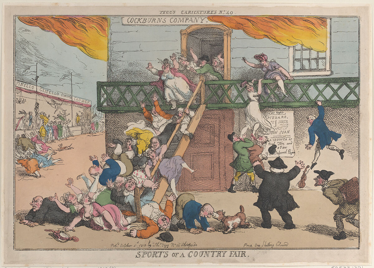 Sports of a Country Fair, Thomas Rowlandson (British, London 1757–1827 London), Hand-colored etching 