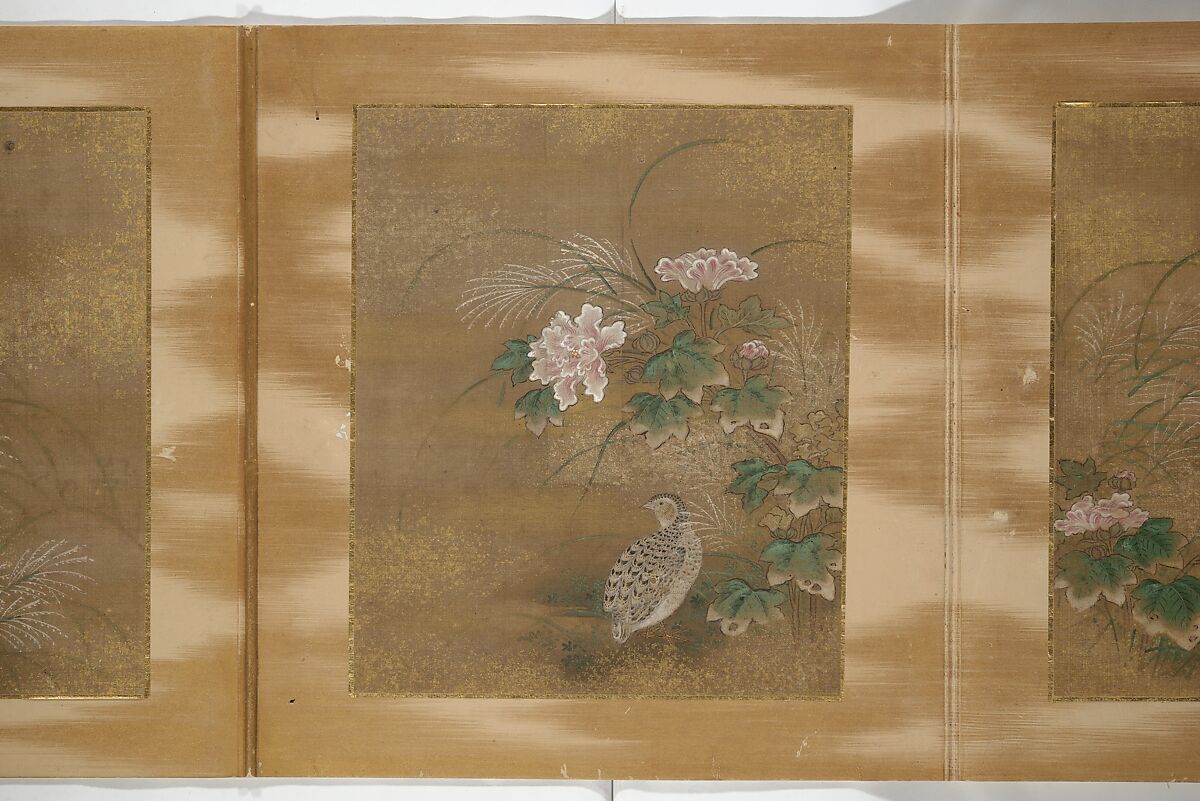 Album of Birds and Flowers and Other Subjects, Attributed to Tosa Mitsunari 土佐光成 (Japanese, 1646–1710), Accordion album; ink and color on silk, Japan