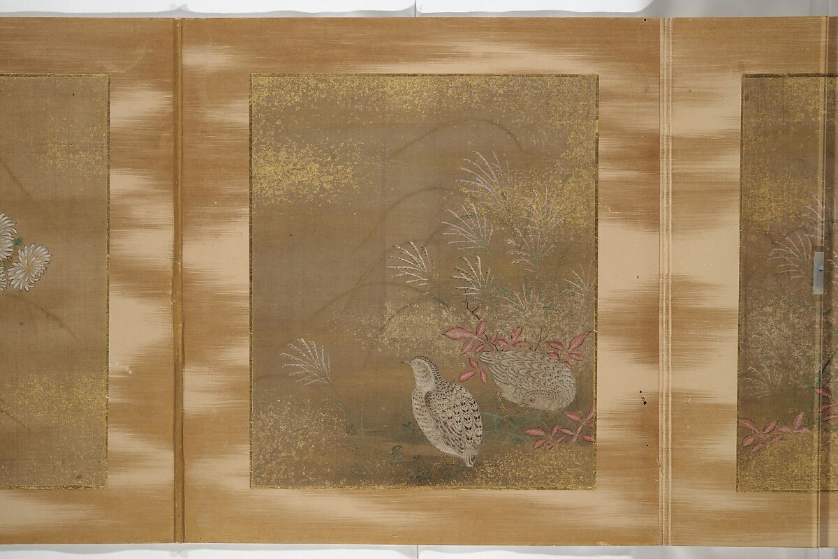 Album of Birds and Flowers and Other Subjects, Attributed to Tosa Mitsunari 土佐光成 (Japanese, 1646–1710), Accordion album; ink and color on silk, Japan