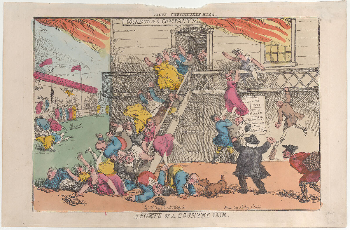 Sports of a Country Fair, Thomas Rowlandson (British, London 1757–1827 London), Hand-colored etching 