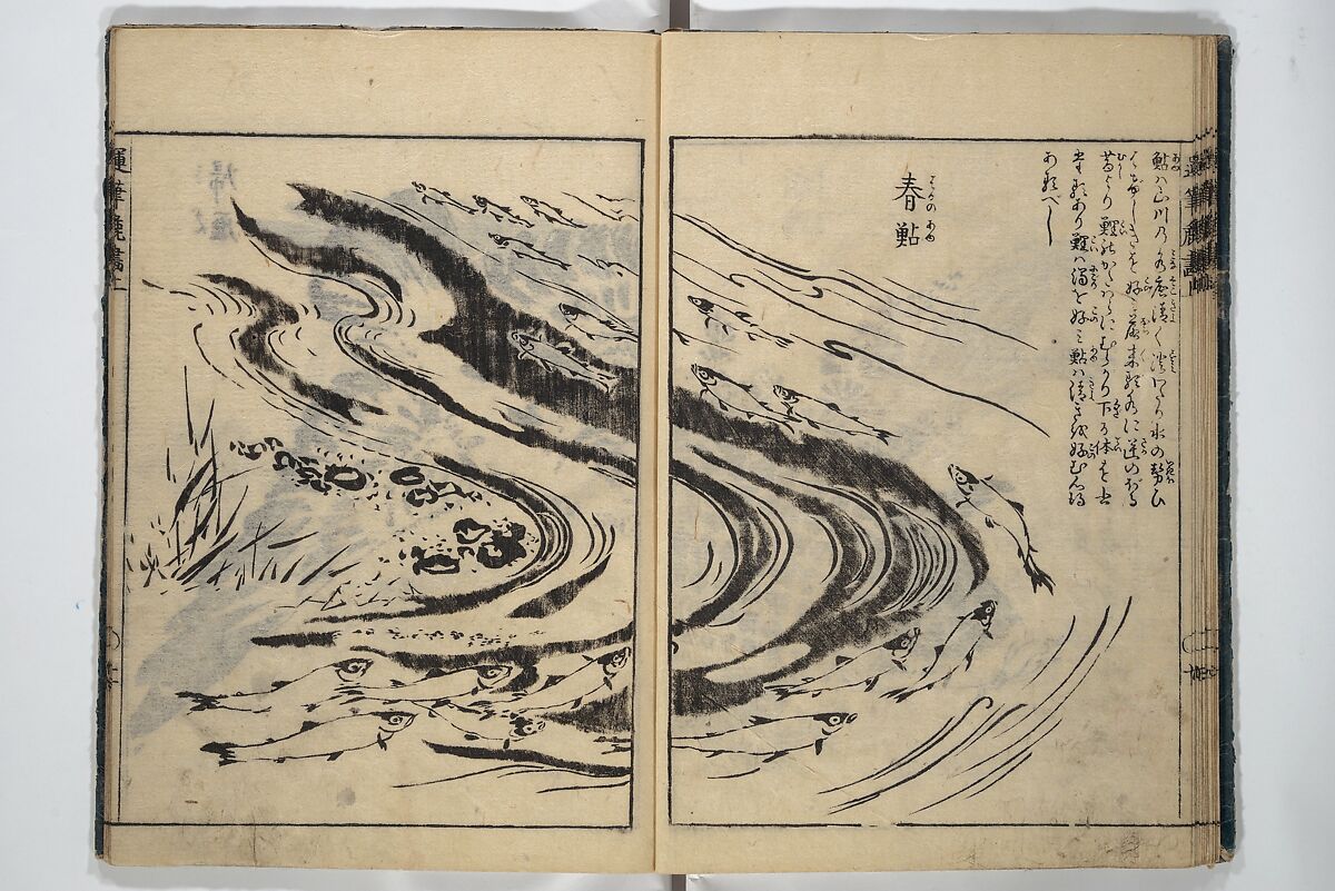 The Moving Brush in "Rough" Painting (Unpitsu soga) 運筆麁画, Tachibana Morikuni 橘守国 (Japanese, 1679–1748), Set of three woodblock printed books; ink on paper, Japan