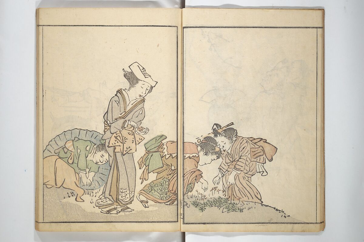 The Nantei Picture Album, Supplementary Volume (Nantei gafu kōhen)  楠亭画譜後篇, Nishimura Nantei 西村 楠亭 (Japanese, 1775–1834), Set of three woodblock printed books; ink on paper and ink and color on paper (vol. "kan"), Japan