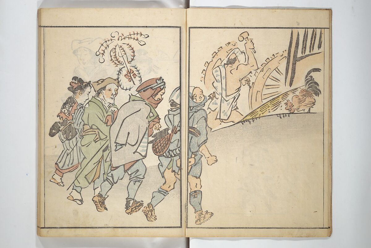 The Nantei Picture Album, Supplementary Volume (Nantei gafu kōhen)  楠亭画譜後篇, Nishimura Nantei 西村 楠亭 (Japanese, 1775–1834), Set of three woodblock printed books; ink on paper and ink and color on paper (vol. "kan"), Japan
