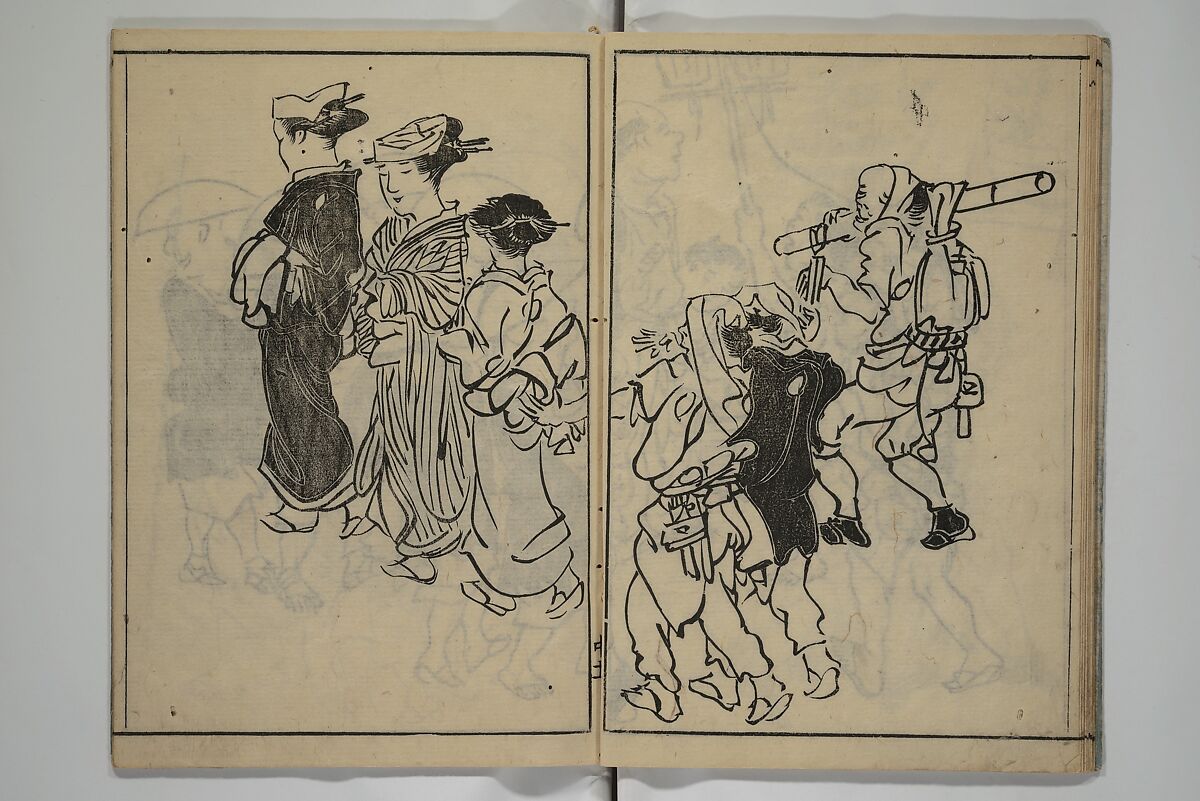 The Nantei Picture Album, Supplementary Volume (Nantei gafu kōhen)  楠亭画譜後篇, Nishimura Nantei 西村 楠亭 (Japanese, 1775–1834), Set of three woodblock printed books; ink on paper and ink and color on paper (vol. "kan"), Japan