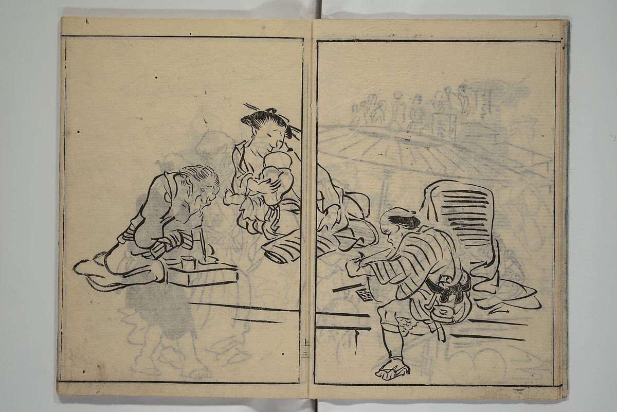 The Nantei Picture Album, Supplementary Volume (Nantei gafu kōhen)  楠亭画譜後篇, Nishimura Nantei 西村 楠亭 (Japanese, 1775–1834), Set of three woodblock printed books; ink on paper and ink and color on paper (vol. "kan"), Japan