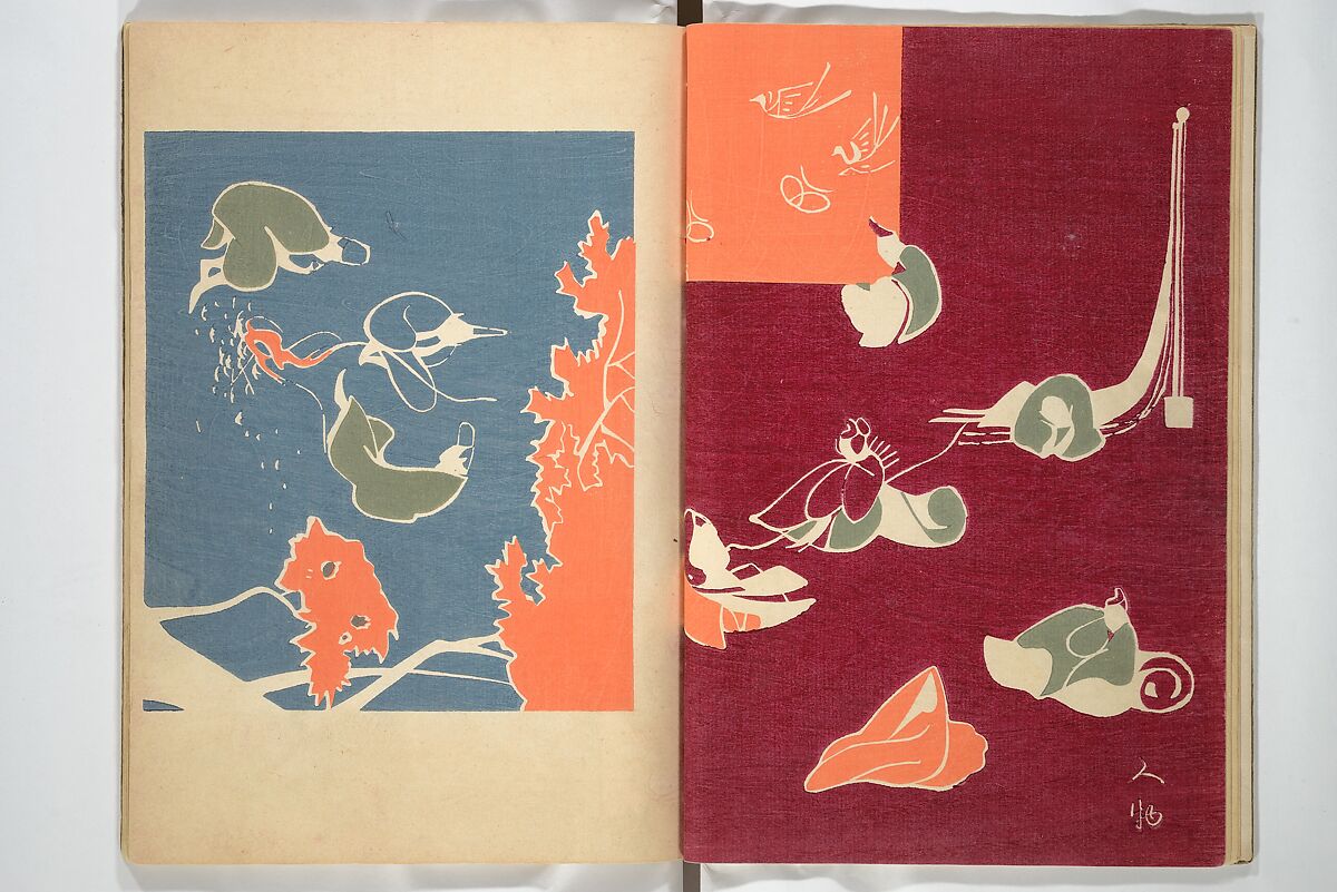 Practical Sketchbook (Ōyō manga) 応用漫画, Ogino Issui 荻野一水 (Japanese, active early 20th century), Set of two woodblock printed books; ink and color on paper, Japan
