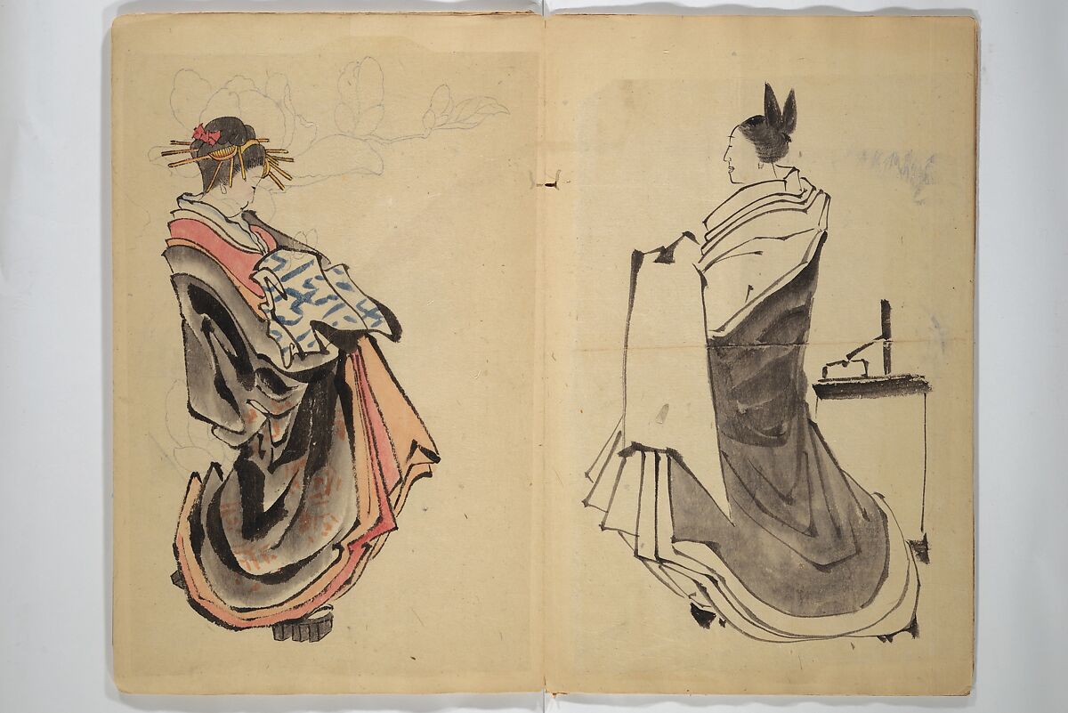 A Picture Book of Practice Sketches (Keiko ehon) 稽古絵本, Rinsai Ōkubo 林斎大久保 (Japanese, 19th century), Bound volume of drawings; ink and color on paper, Japan