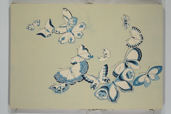 A Thousand Butterflies (Chō senshu)  蝶千種, Kamisaka Sekka 神阪雪佳 (Japanese, 1866–1942), Set of two woodblock printed books (orihon, accordion-style); ink and color on paper, Japan