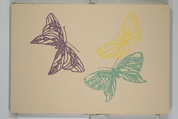 A Thousand Butterflies (Chō senshu)  蝶千種, Kamisaka Sekka 神阪雪佳 (Japanese, 1866–1942), Set of two woodblock printed books (orihon, accordion-style); ink and color on paper, Japan