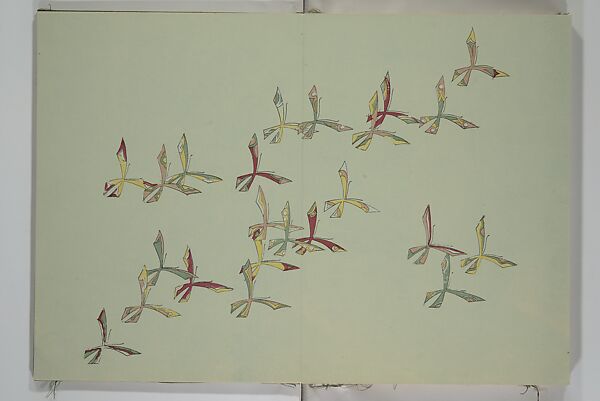 A Thousand Butterflies (Chō senshu)  蝶千種, Kamisaka Sekka 神阪雪佳 (Japanese, 1866–1942), Set of two woodblock printed books (orihon, accordion-style); ink and color on paper, Japan