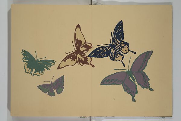 A Thousand Butterflies (Chō senshu)  蝶千種, Kamisaka Sekka 神阪雪佳 (Japanese, 1866–1942), Set of two woodblock printed books (orihon, accordion-style); ink and color on paper, Japan