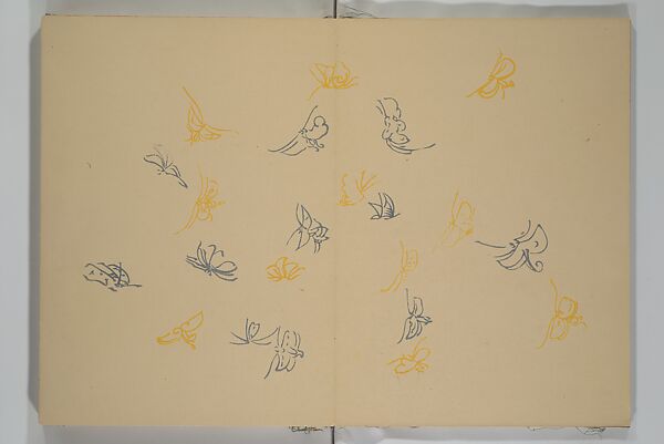 A Thousand Butterflies (Chō senshu)  蝶千種, Kamisaka Sekka 神阪雪佳 (Japanese, 1866–1942), Set of two woodblock printed books (orihon, accordion-style); ink and color on paper, Japan