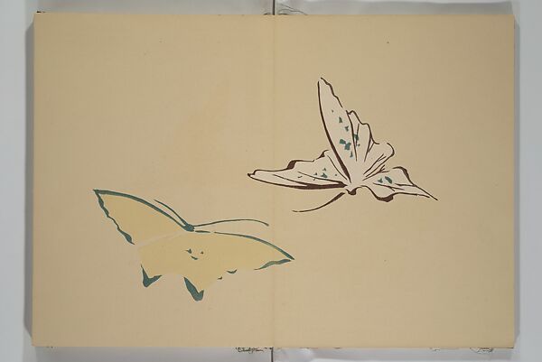 A Thousand Butterflies (Chō senshu)  蝶千種, Kamisaka Sekka 神阪雪佳 (Japanese, 1866–1942), Set of two woodblock printed books (orihon, accordion-style); ink and color on paper, Japan