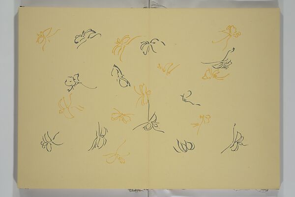 A Thousand Butterflies (Chō senshu)  蝶千種, Kamisaka Sekka 神阪雪佳 (Japanese, 1866–1942), Set of two woodblock printed books (orihon, accordion-style); ink and color on paper, Japan