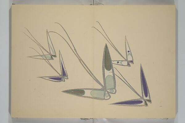 A Thousand Butterflies (Chō senshu)  蝶千種, Kamisaka Sekka 神阪雪佳 (Japanese, 1866–1942), Set of two woodblock printed books (orihon, accordion-style); ink and color on paper, Japan