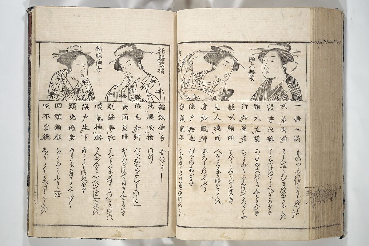 Erotica; Compendium Guide to the Brothels of Osaka (Keiryaku ōzassho gyokumon taisei) 閨暦大雑書玉門大成, Kitao Shigemasa 北尾重政 (Japanese, 1739–1820), Woodblock printed book; ink and color on paper, Japan