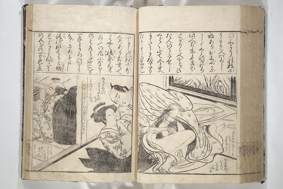 Erotica; Compendium Guide to the Brothels of Osaka (Keiryaku ōzassho gyokumon taisei) 閨暦大雑書玉門大成, Kitao Shigemasa 北尾重政 (Japanese, 1739–1820), Woodblock printed book; ink and color on paper, Japan