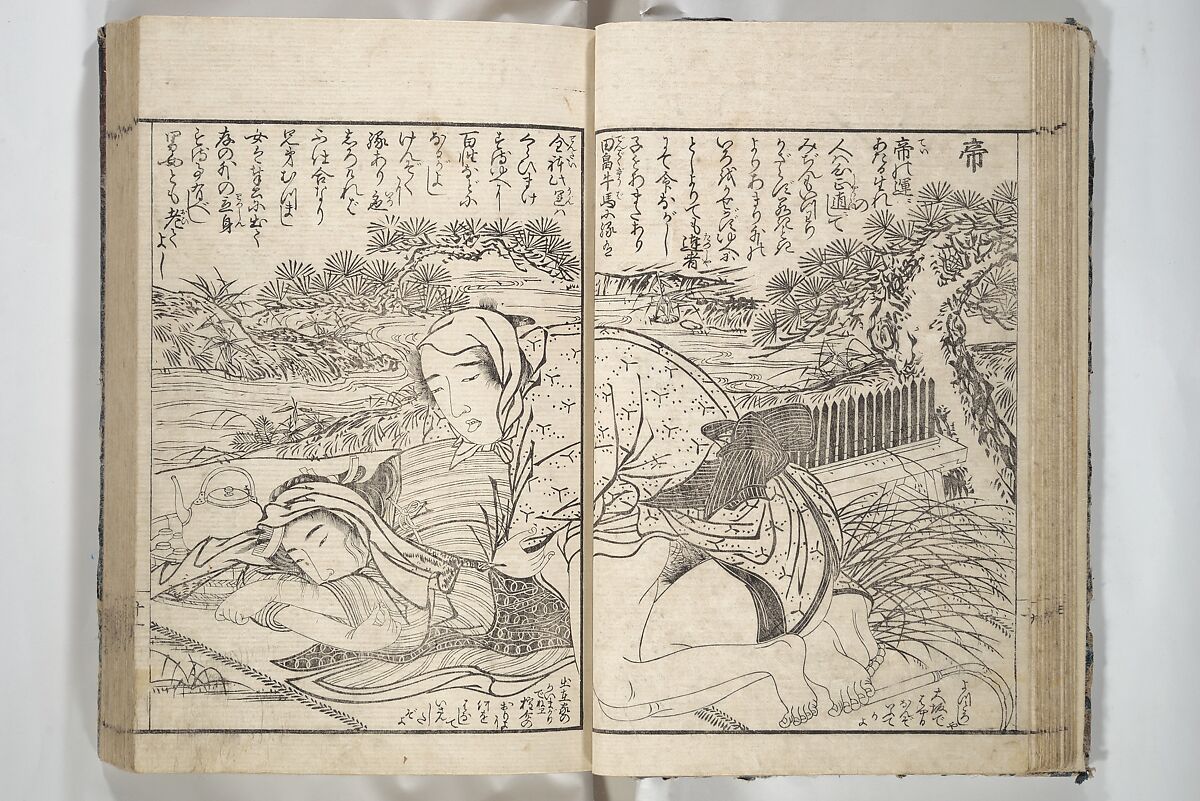 Erotica; Compendium Guide to the Brothels of Osaka (Keiryaku ōzassho gyokumon taisei) 閨暦大雑書玉門大成, Kitao Shigemasa 北尾重政 (Japanese, 1739–1820), Woodblock printed book; ink and color on paper, Japan