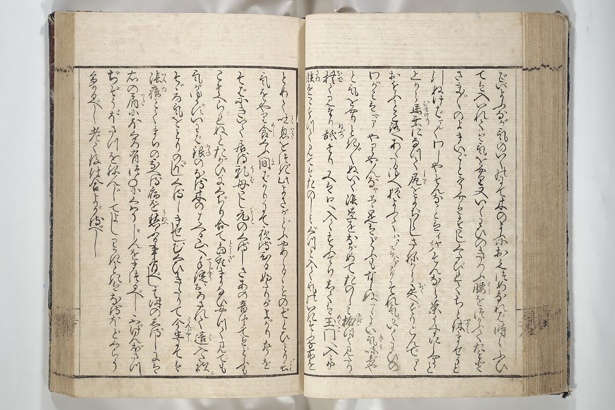 Erotica; Compendium Guide to the Brothels of Osaka (Keiryaku ōzassho gyokumon taisei) 閨暦大雑書玉門大成, Kitao Shigemasa 北尾重政 (Japanese, 1739–1820), Woodblock printed book; ink and color on paper, Japan
