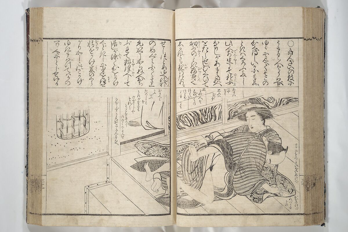 Erotica; Compendium Guide to the Brothels of Osaka (Keiryaku ōzassho gyokumon taisei) 閨暦大雑書玉門大成, Kitao Shigemasa 北尾重政 (Japanese, 1739–1820), Woodblock printed book; ink and color on paper, Japan