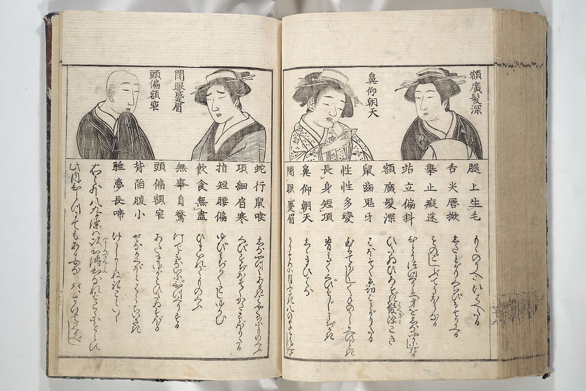 Erotica; Compendium Guide to the Brothels of Osaka (Keiryaku ōzassho gyokumon taisei) 閨暦大雑書玉門大成, Kitao Shigemasa 北尾重政 (Japanese, 1739–1820), Woodblock printed book; ink and color on paper, Japan