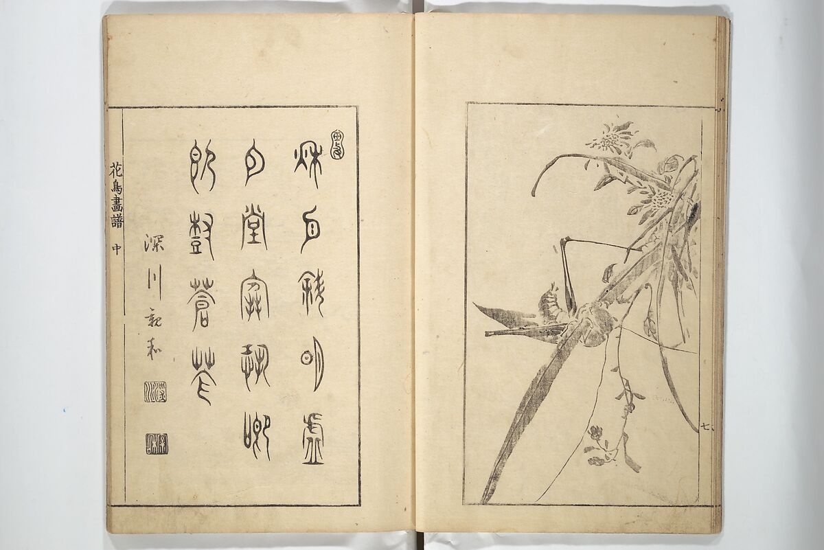 Sō Shiseki Picture Album (Sō Shiseki gafu)  宋紫石画譜, Sō Shiseki 宋紫石 (Japanese, 1715–1786), Set of three woodblock printed books; ink, color, and hand-coloring (vol. 2) on paper, Japan