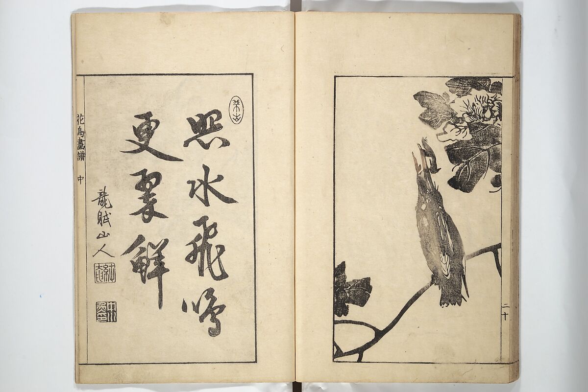 Sō Shiseki Picture Album (Sō Shiseki gafu)  宋紫石画譜, Sō Shiseki 宋紫石 (Japanese, 1715–1786), Set of three woodblock printed books; ink, color, and hand-coloring (vol. 2) on paper, Japan