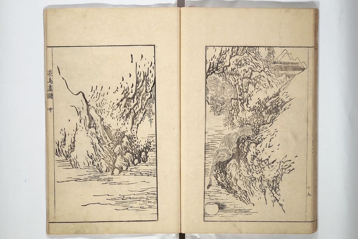 Sō Shiseki Picture Album (Sō Shiseki gafu)  宋紫石画譜, Sō Shiseki 宋紫石 (Japanese, 1715–1786), Set of three woodblock printed books; ink, color, and hand-coloring (vol. 2) on paper, Japan