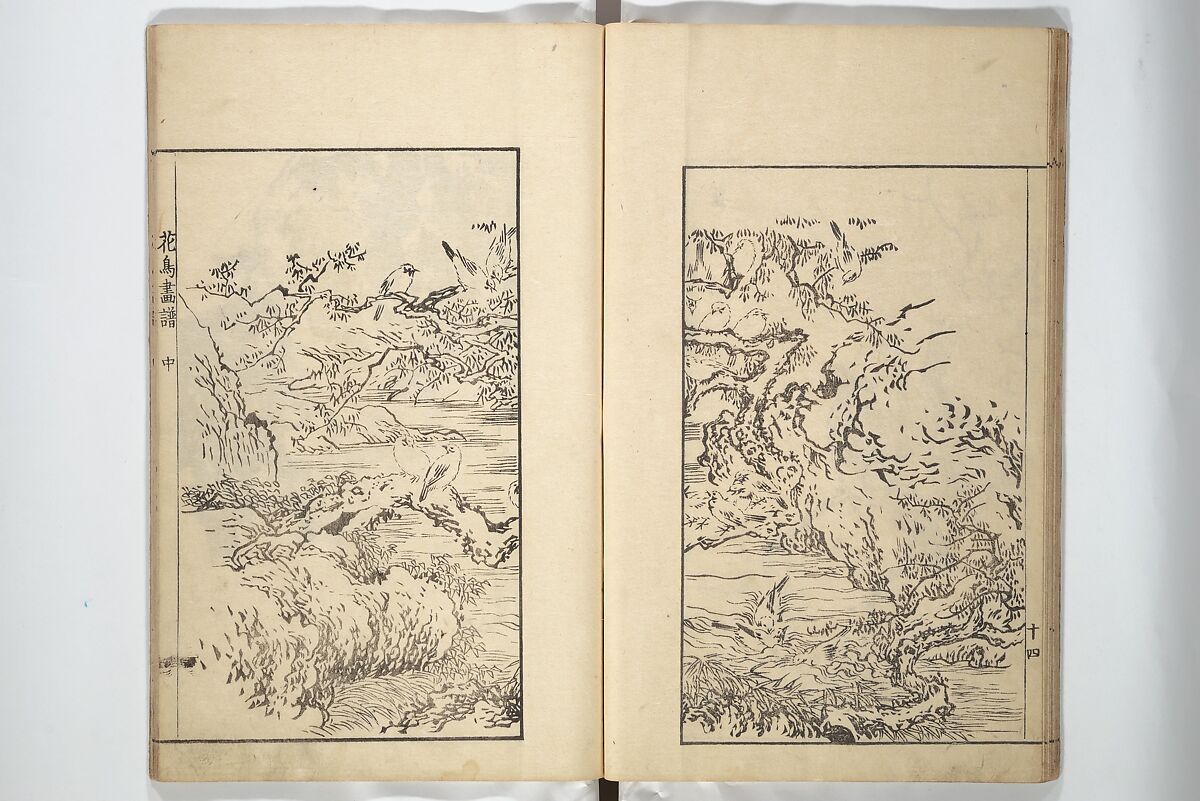 Sō Shiseki Picture Album (Sō Shiseki gafu)  宋紫石画譜, Sō Shiseki 宋紫石 (Japanese, 1715–1786), Set of three woodblock printed books; ink, color, and hand-coloring (vol. 2) on paper, Japan