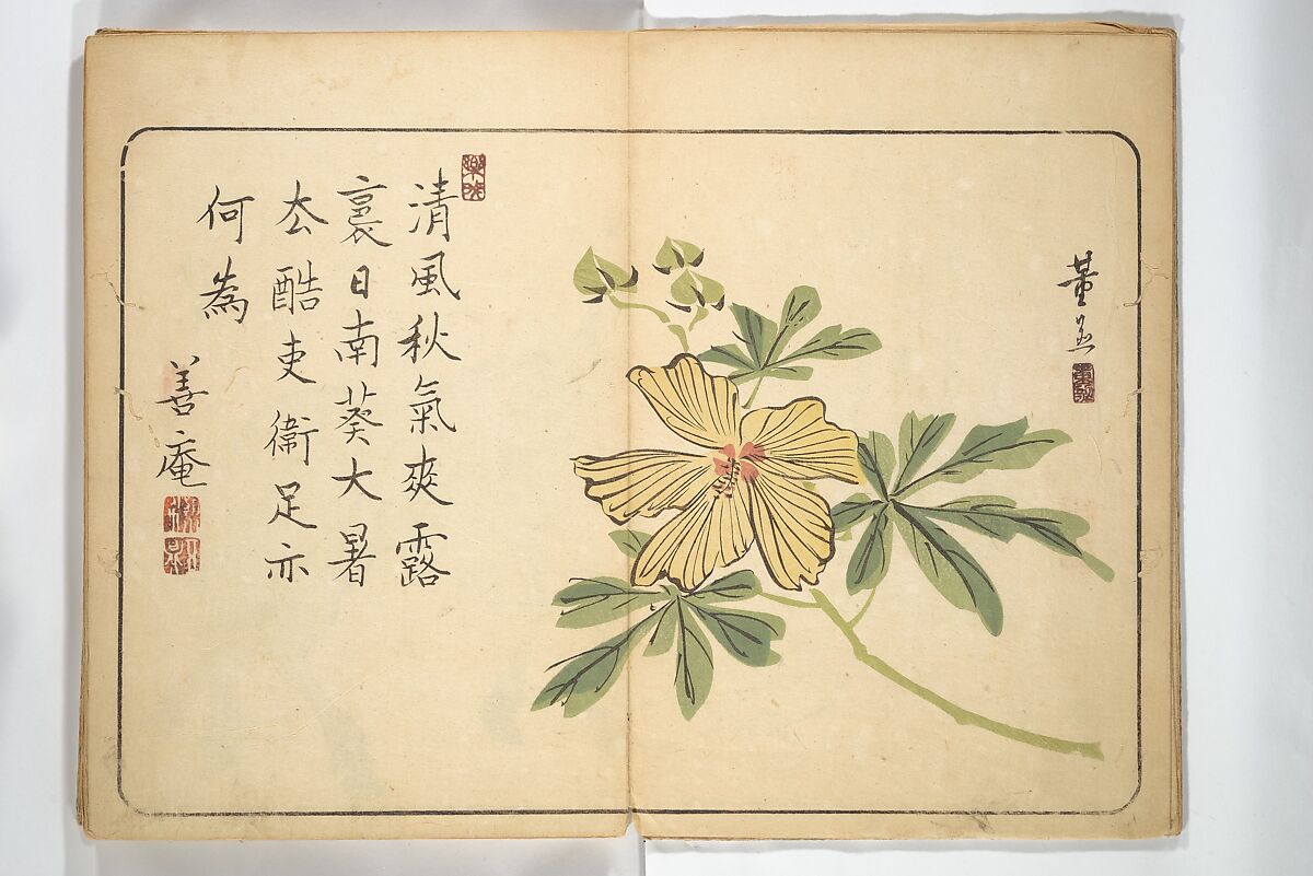 Album of Calligraphy and Painting (Shoga jō) 書画帖, Tsukioka Settei (Japanese, 1710–1786), Woodblock printed book (orihon, accordion-style); ink and color on paper, Japan
