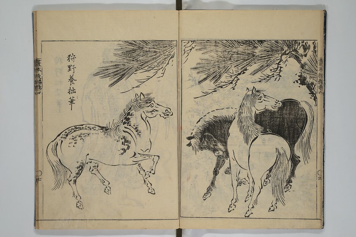A Garden of Celebrated Japanese and Chinese Paintings (Wakan meigaen} 和漢名画苑, Ooka Shunboku 大岡春卜 (1680–1763), Set of six woodblock-printed books bound as one, with additional volume; ink on paper, Japan