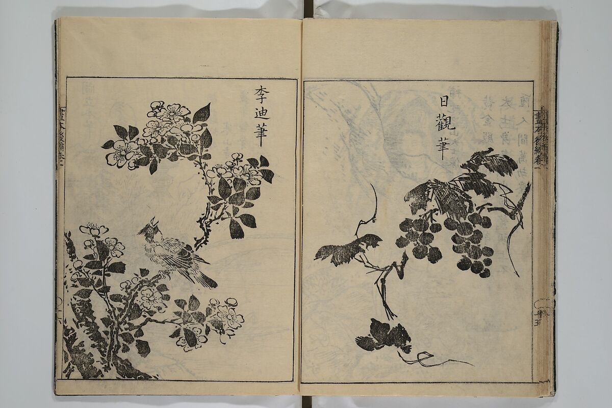 A Garden of Celebrated Japanese and Chinese Paintings (Wakan meigaen} 和漢名画苑, Ooka Shunboku 大岡春卜 (1680–1763), Set of six woodblock-printed books bound as one, with additional volume; ink on paper, Japan