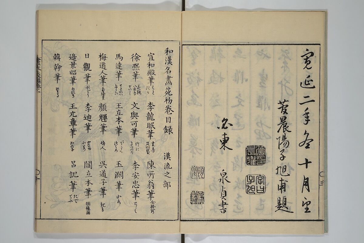 A Garden of Celebrated Japanese and Chinese Paintings (Wakan meigaen} 和漢名画苑, Ooka Shunboku 大岡春卜 (1680–1763), Set of six woodblock-printed books bound as one, with additional volume; ink on paper, Japan