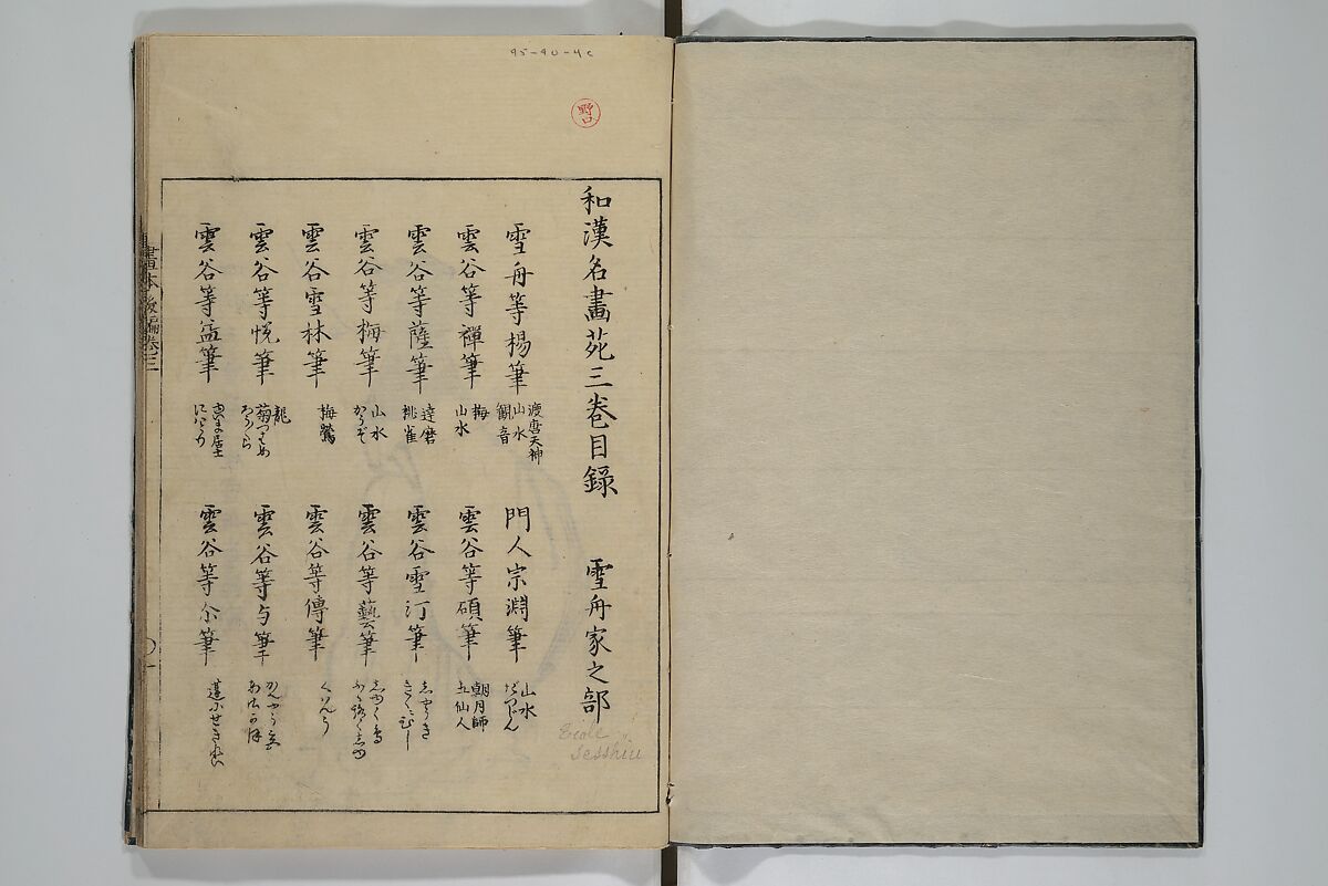 A Garden of Celebrated Japanese and Chinese Paintings (Wakan meigaen} 和漢名画苑, Ooka Shunboku 大岡春卜 (1680–1763), Set of six woodblock-printed books bound as one, with additional volume; ink on paper, Japan
