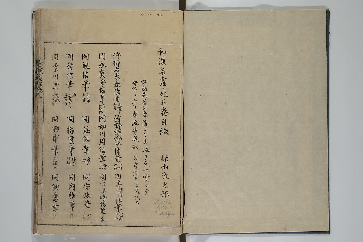 A Garden of Celebrated Japanese and Chinese Paintings (Wakan meigaen} 和漢名画苑, Ooka Shunboku 大岡春卜 (1680–1763), Set of six woodblock-printed books bound as one, with additional volume; ink on paper, Japan