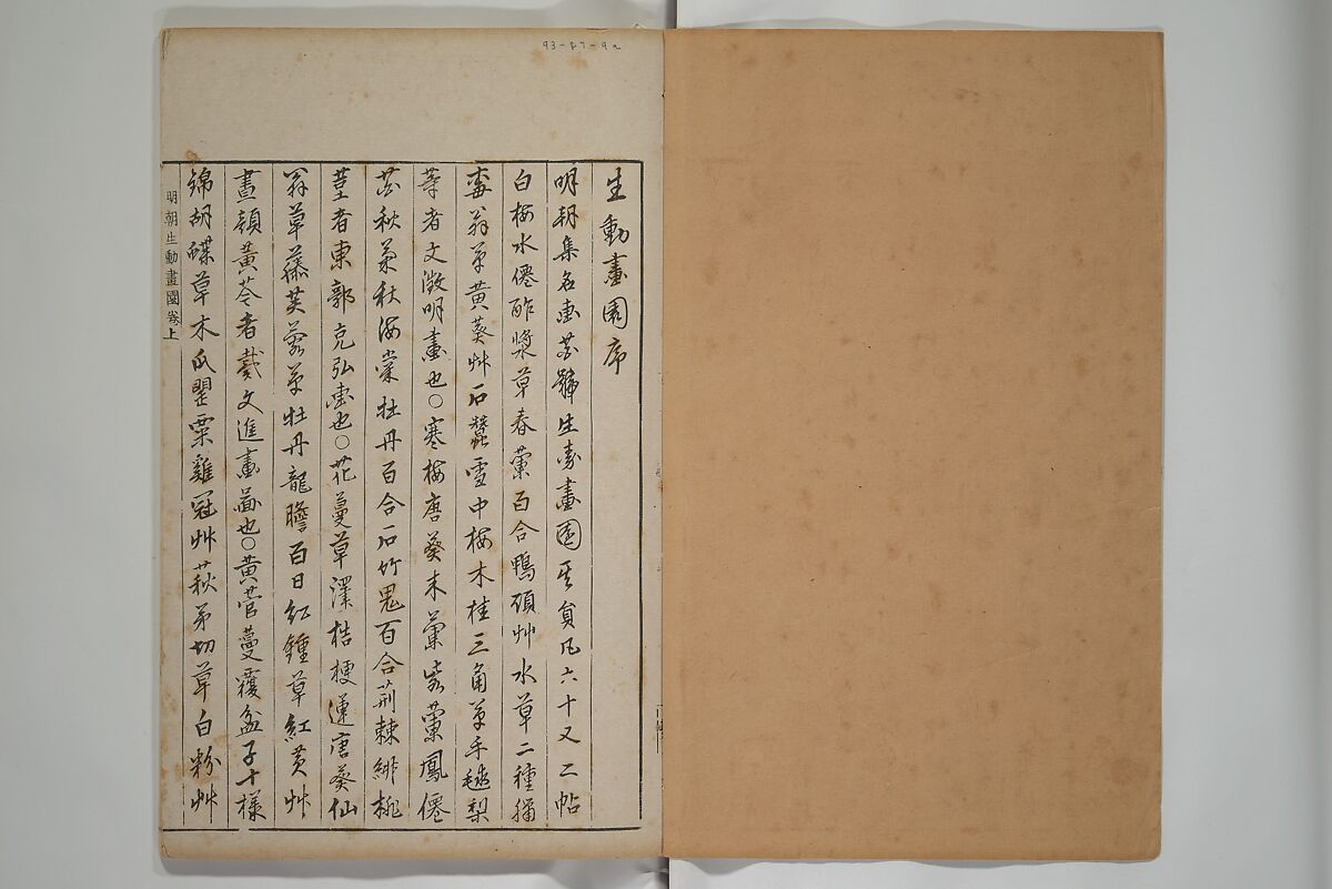 A Collection of Lively Sketches [Of Flowers and Insects] of the Ming Dynasty (Minchō shiken) 明朝紫硯, Ooka Shunboku 大岡春卜 (1680–1763), Set of three woodblock printed books; ink and color on paper, Japan