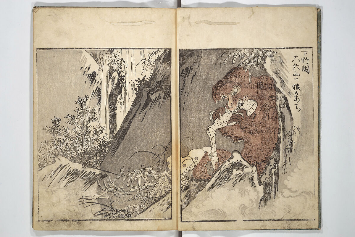 Once Upon a Time (A Book of Ghost Stories) (Imawa mukashi) 怪談百鬼図会, Katsukawa Shun&#39;ei 勝川春英 (Japanese, 1762–1819), Woodblock printed book; ink and color on paper, Japan 