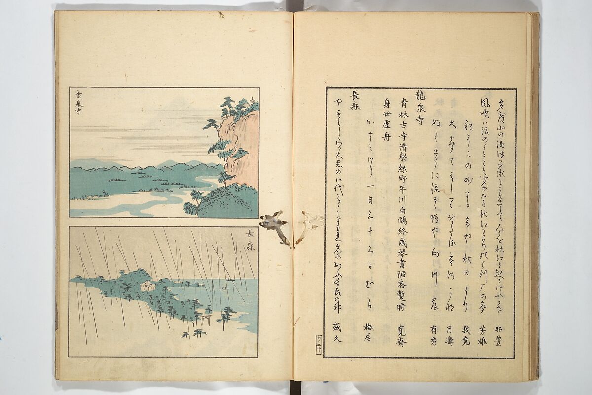 Famous Places in Owari (Meiku shōkei shohen ) 名区小景　初編之下, Katsukawa Shunkō 勝川春好 (Japanese, 1743–1812), Set of four woodblock printed books; ink and color on paper, Japan