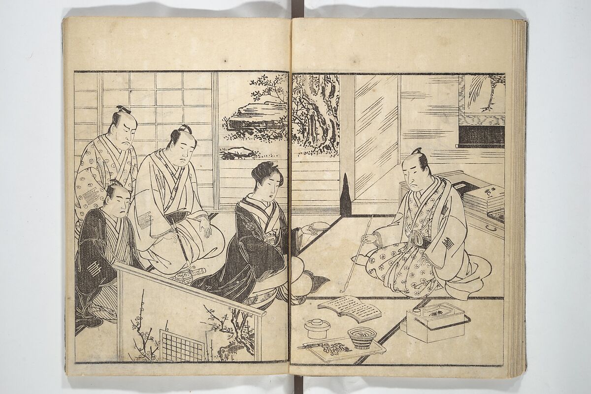 Actors [Out of Costume] Like Mount Fuji [Without Snow] in Summer (Yakusha natsu no Fuji), by Ichiba Tsūshō 絵本役者夏富士, Katsukawa Shunshō　勝川春章 (Japanese, 1726–1792), Woodblock printed book; ink on paper, Japan