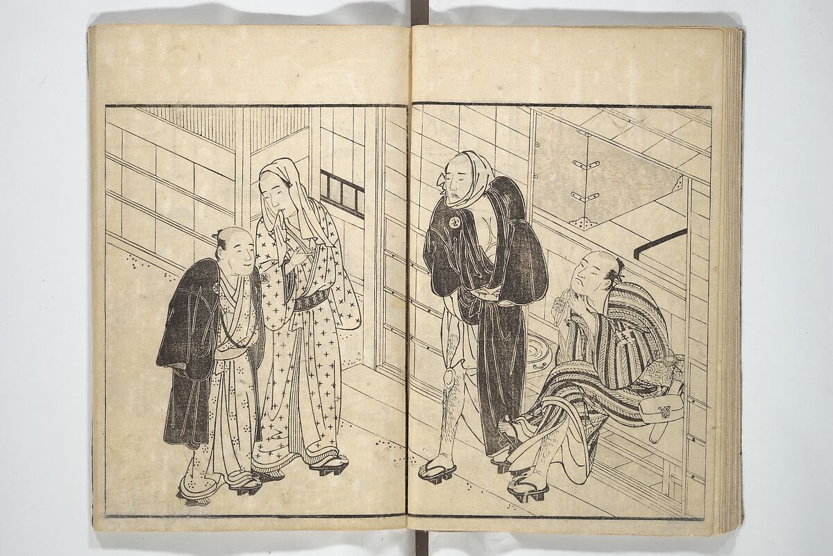 Actors [Out of Costume] Like Mount Fuji [Without Snow] in Summer (Yakusha natsu no Fuji), by Ichiba Tsūshō 絵本役者夏富士, Katsukawa Shunshō　勝川春章 (Japanese, 1726–1792), Woodblock printed book; ink on paper, Japan