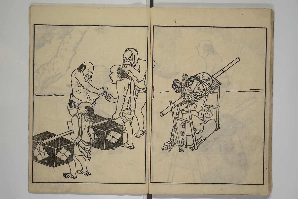 People of Yamato (Japan) Picture Album (Yamato jinbutsu gafu) 倭人物画譜, Yamaguchi Soken 山口素絢 (Japanese, 1759–1818), Set of three woodblock printed books; ink on paper, Japan