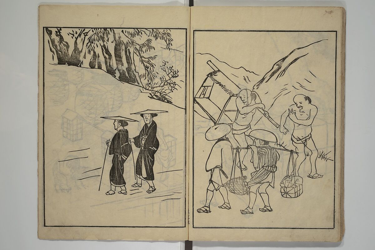 People of Yamato (Japan) Picture Album (Yamato jinbutsu gafu) 倭人物画譜, Yamaguchi Soken 山口素絢 (Japanese, 1759–1818), Set of three woodblock printed books; ink on paper, Japan