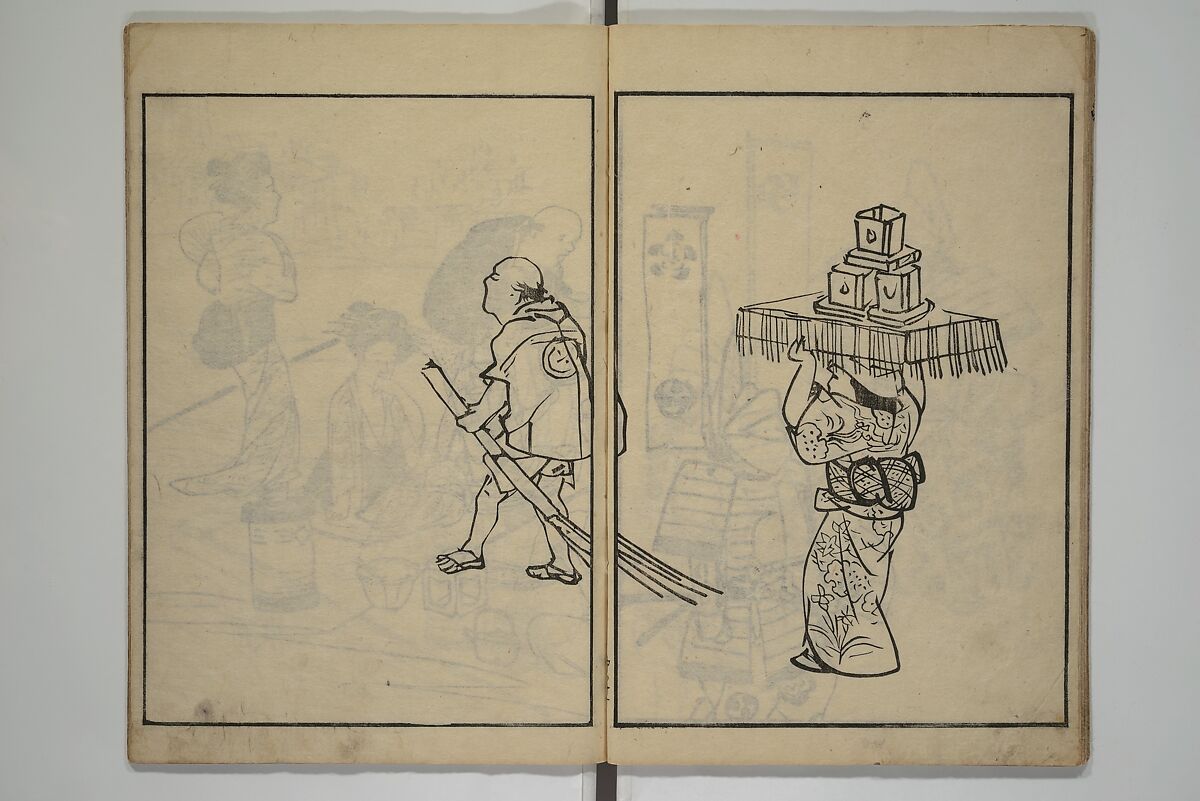 People of Yamato (Japan) Picture Album (Yamato jinbutsu gafu) 倭人物画譜, Yamaguchi Soken 山口素絢 (Japanese, 1759–1818), Set of three woodblock printed books; ink on paper, Japan