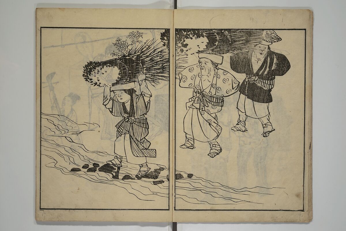 People of Yamato (Japan) Picture Album (Yamato jinbutsu gafu) 倭人物画譜, Yamaguchi Soken 山口素絢 (Japanese, 1759–1818), Set of three woodblock printed books; ink on paper, Japan