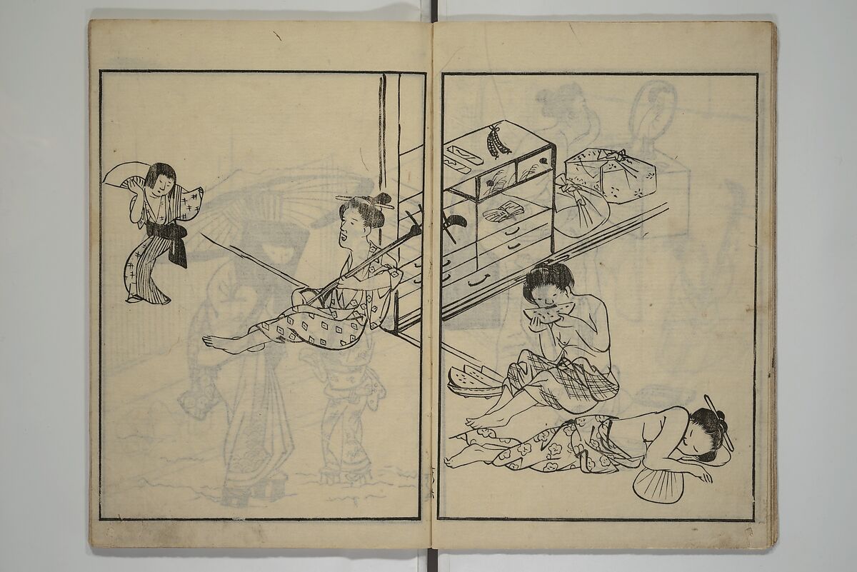 People of Yamato (Japan) Picture Album (Yamato jinbutsu gafu) 倭人物画譜, Yamaguchi Soken 山口素絢 (Japanese, 1759–1818), Set of three woodblock printed books; ink on paper, Japan